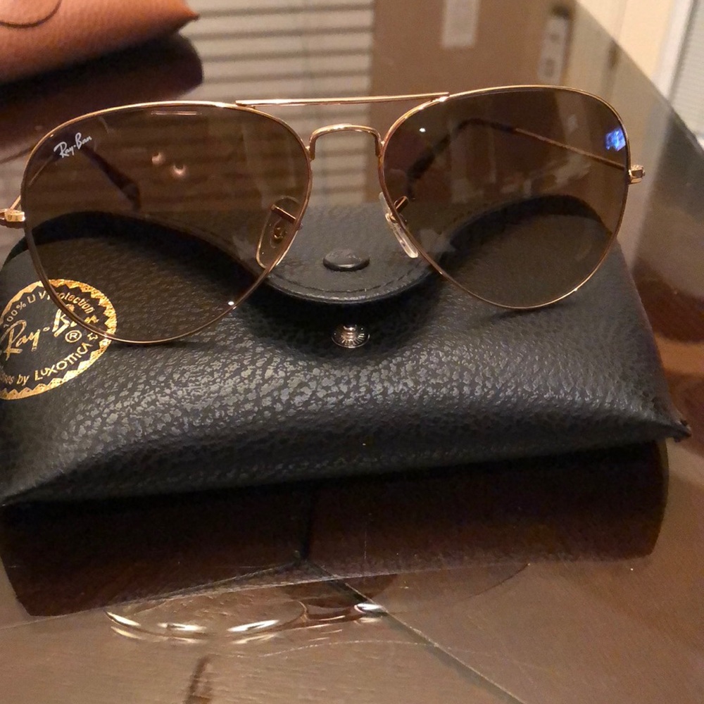 Ray Ban gradient brown lens Aviators large